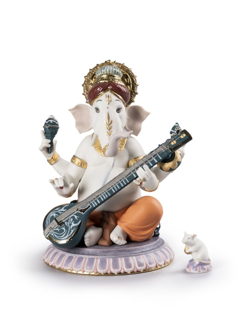 Lladro Veena Ganesha Figurine Limited Edition