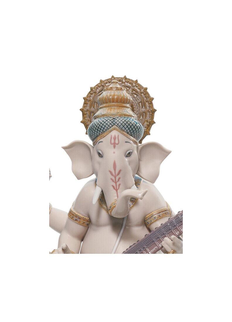 Lladro Veena Ganesha Figurine