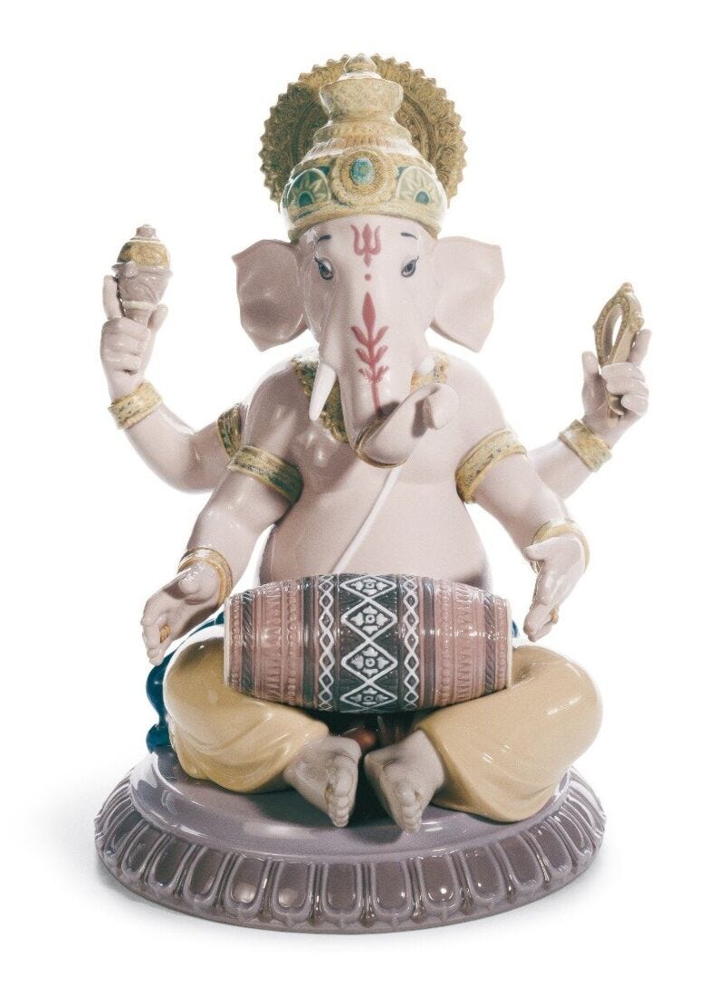 Lladro Mridangam Ganesha Figurine