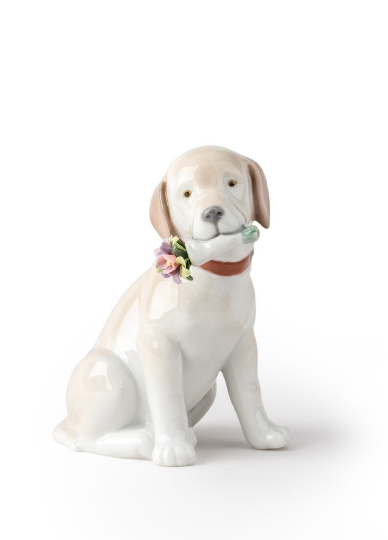 Lladro This Bouquet Is for You Dog Figurine