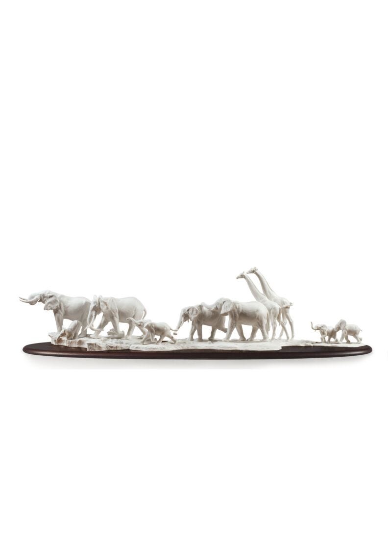 Lladro African Savannah Wild Animals Sculpture White