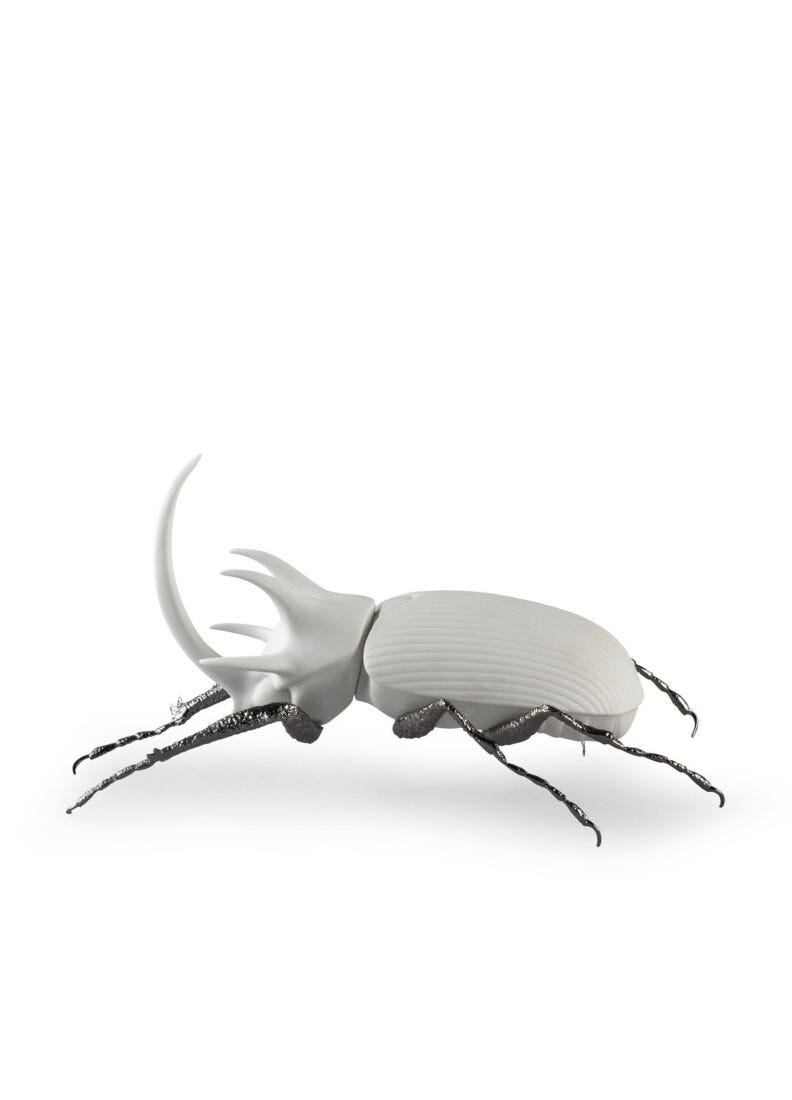 Lladro Rhinoceros Beetle Figurine Matte White