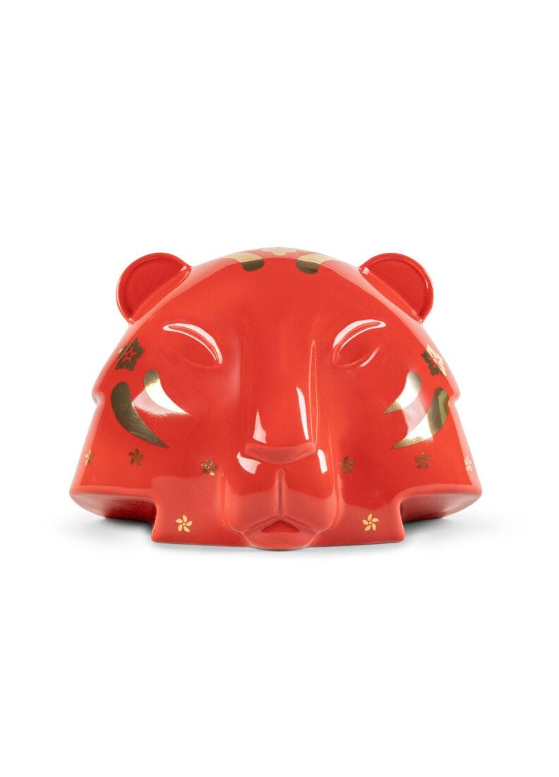 Lladro The Tiger Sculpture Red Gold