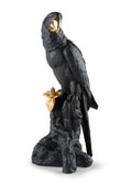 Lladro Macaw Bird Sculpture Black Gold Limited Edition
