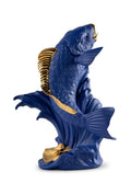 Lladro Koi Sculpture Blue Gold Limited Edition