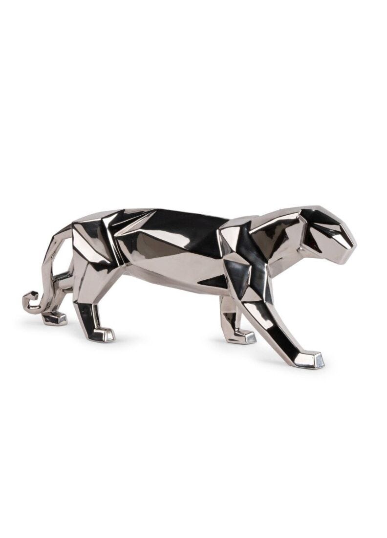 Lladro Panther Silver Sculpture