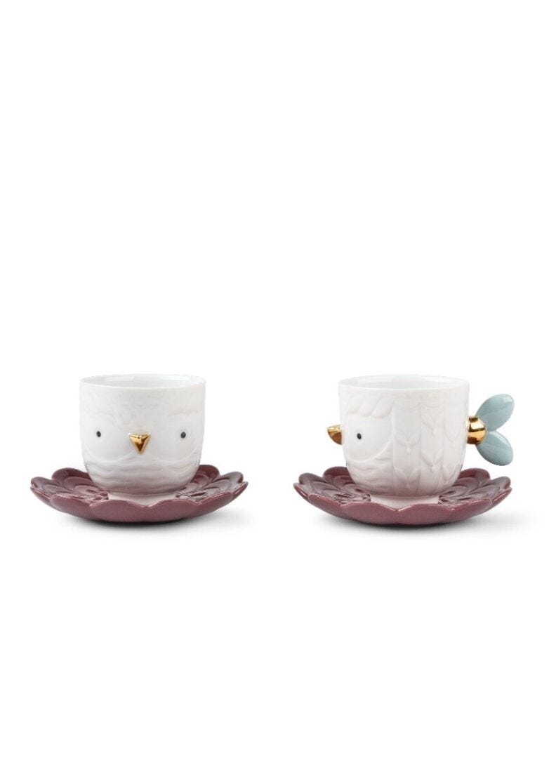 Lladro Set of 2 Cups and Saucers Kawki