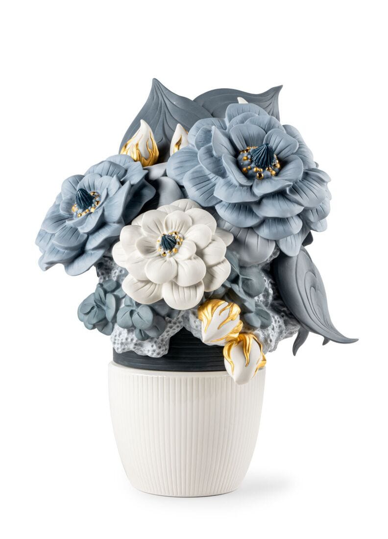 Lladro Vase with Flowers Blue