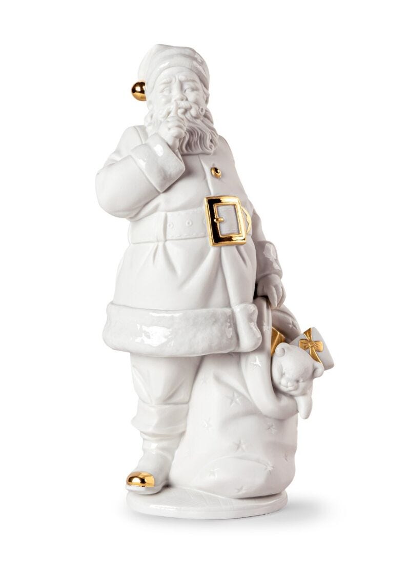 Lladro Santa is Here Sculpture White Gold