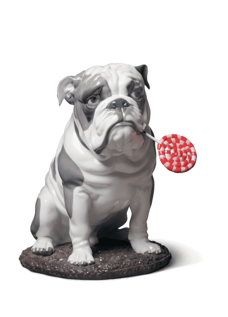 Lladro Bulldog with Lollipop Dog Figurine