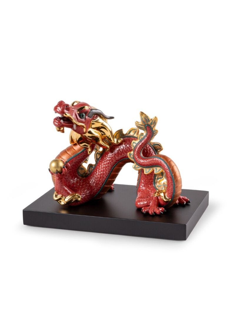 Lladro Dragon Sculpture Red Limited Edition