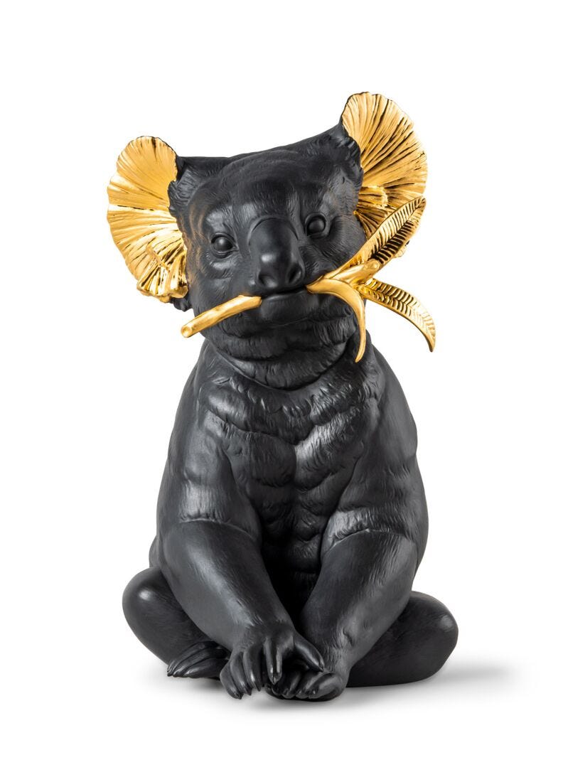 Lladro Koala Sculpture Black Gold Limited Edition