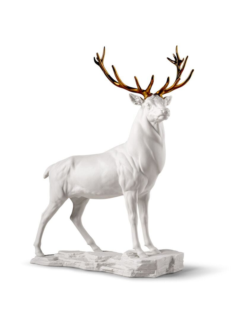 Lladro Deer Sculpture White Copper