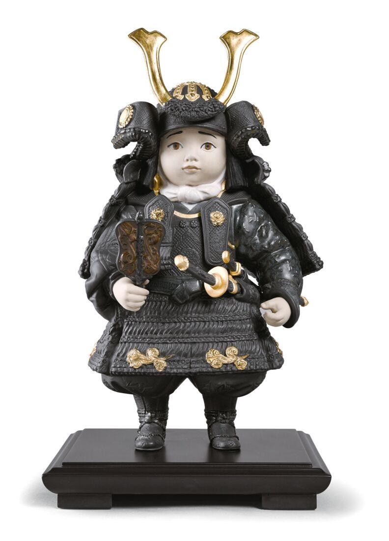 Lladro Warrior Boy Figurine Golden Luster