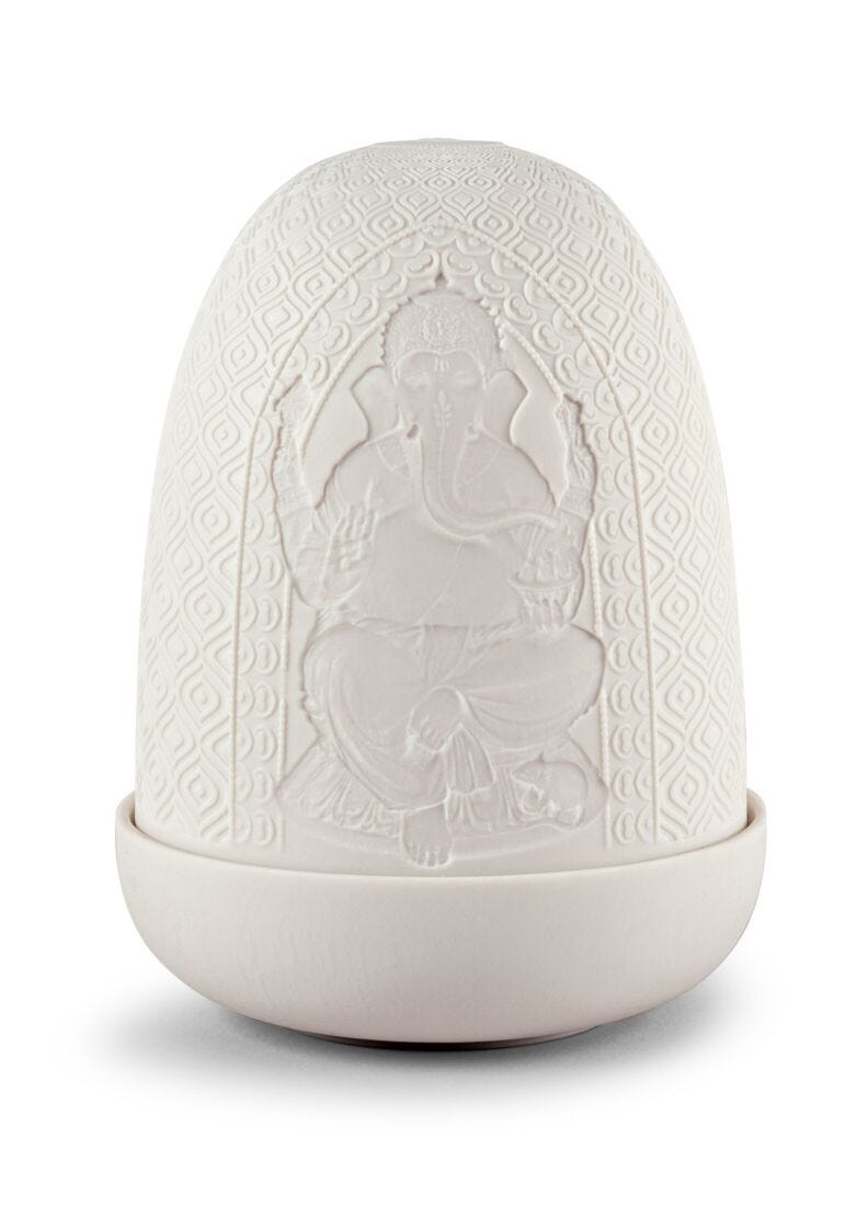 Lladro Lord Ganesha and Goddess Lakshmi Dome Table Lamp