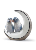 Lladro Fly Me to The Moon Birds Figurine Silver Lustre