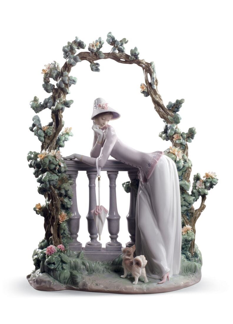 Lladro In The Balustrade Woman Sculpture
