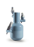 Lladro Parrot Parade Vase Blue