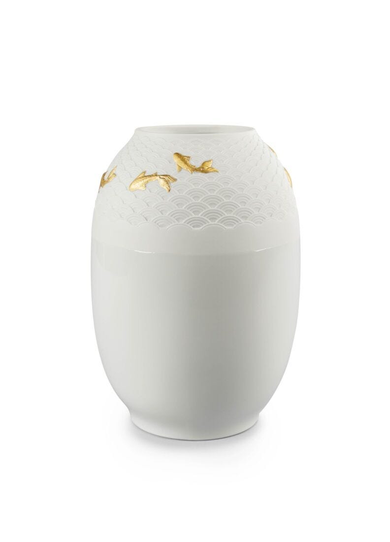 Lladro Koi Vase Golden Luster