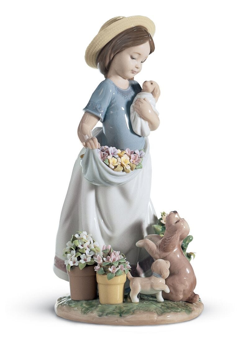 Lladro A Romp in The Garden Girl Figurine