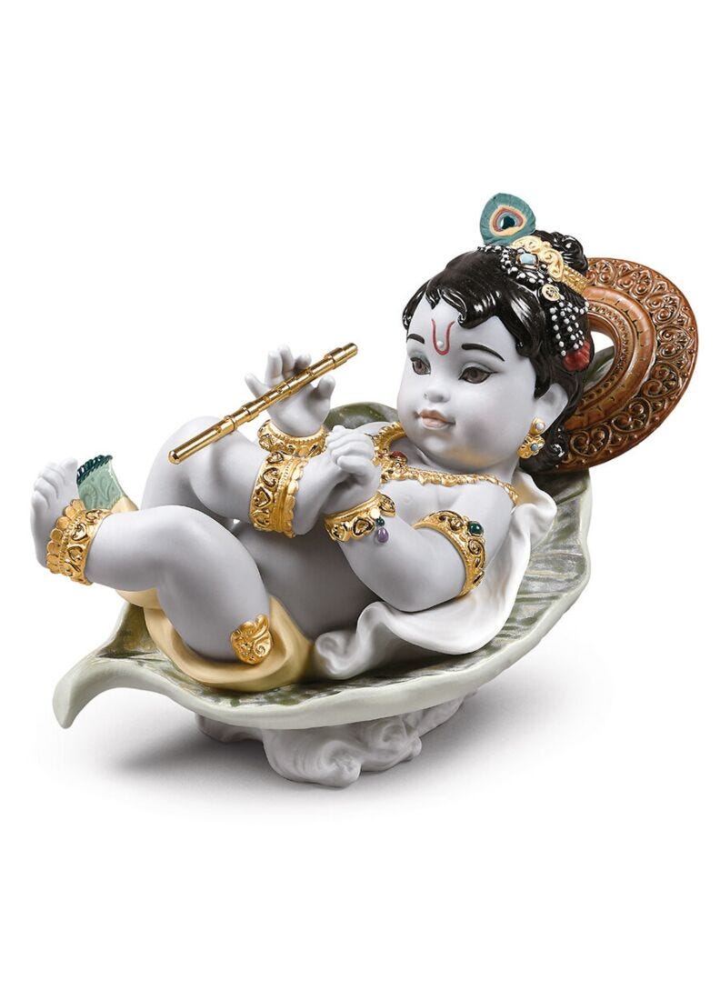Lladro Krishna on Leaf Figurine