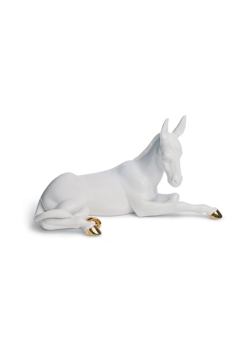 Lladro Donkey Nativity Figurine Golden Lustre