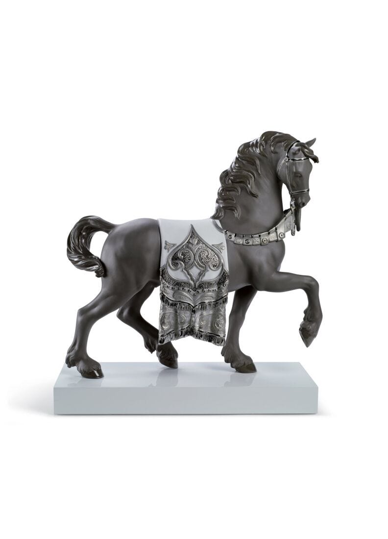 Lladro A Regal Steed Horse Sculpture Silver Lustre