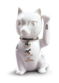 Lladro Maneki Neko Figurine Silver Lustre