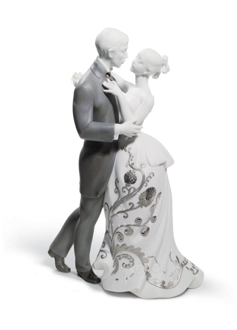 Lladro Lovers Waltz Couple Silver Lustre