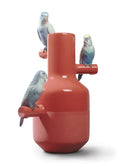 Lladro Parrot Parade Vase Coral