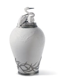 Lladro Herons Realm Covered Vase Silver Lustre