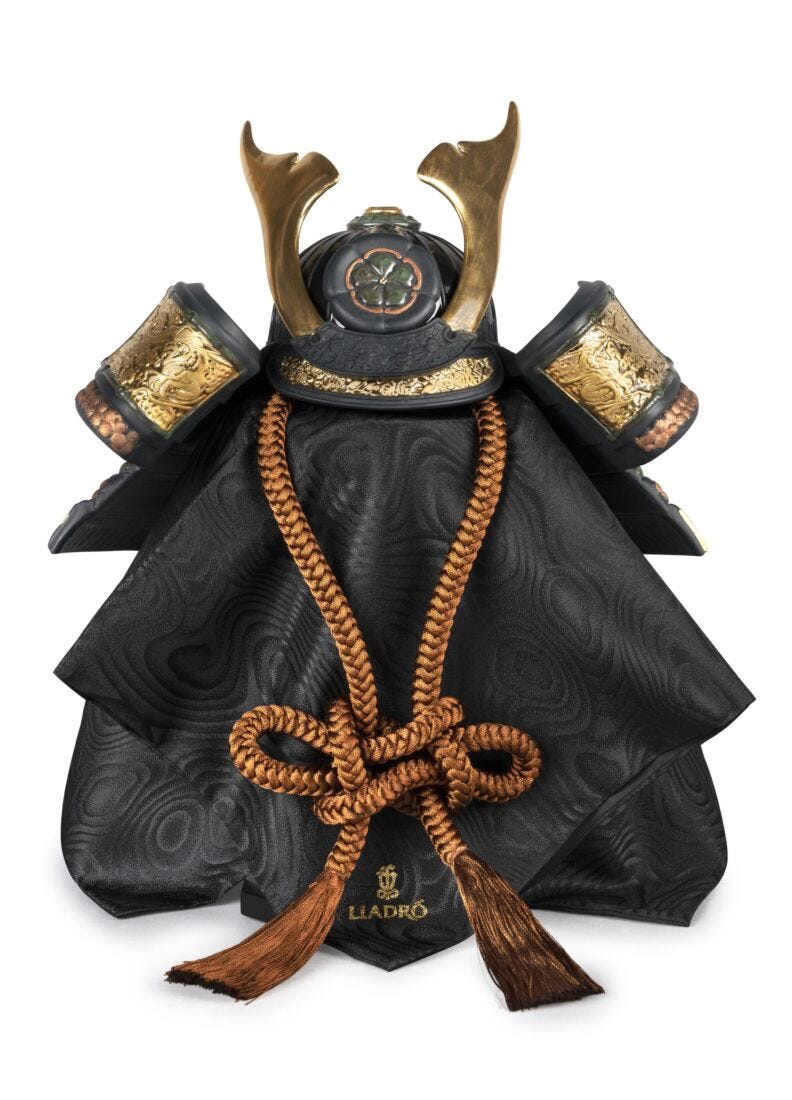 Lladro Orange Samurai Helmet Figurine