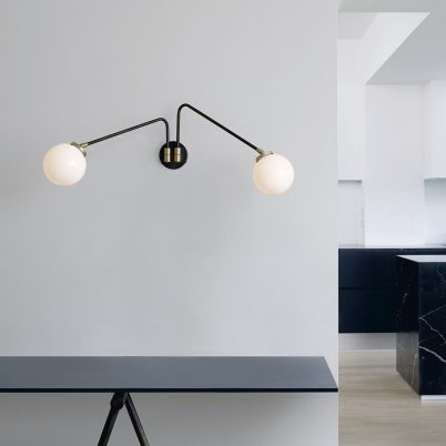 CTO Lighting Array Wall Twin Light satin brass details