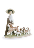 Lladro My Little Explorers Boy with Dogs Figurine