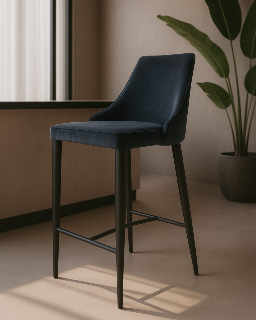 Tommy Franks Alain bar stool in Essence grey velvet