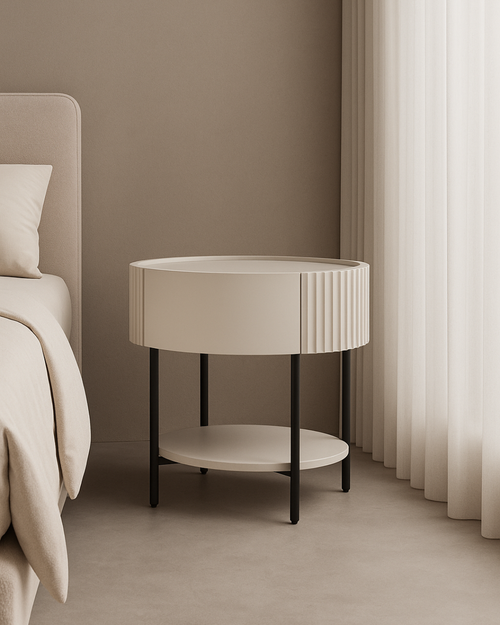Tommy Franks Avola bedside table in matte beige
