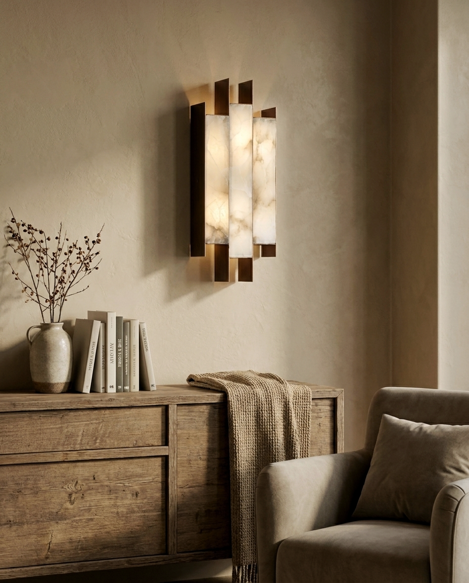 Araco Lumière Frozen Aero natural alabaster wall light, alternate view