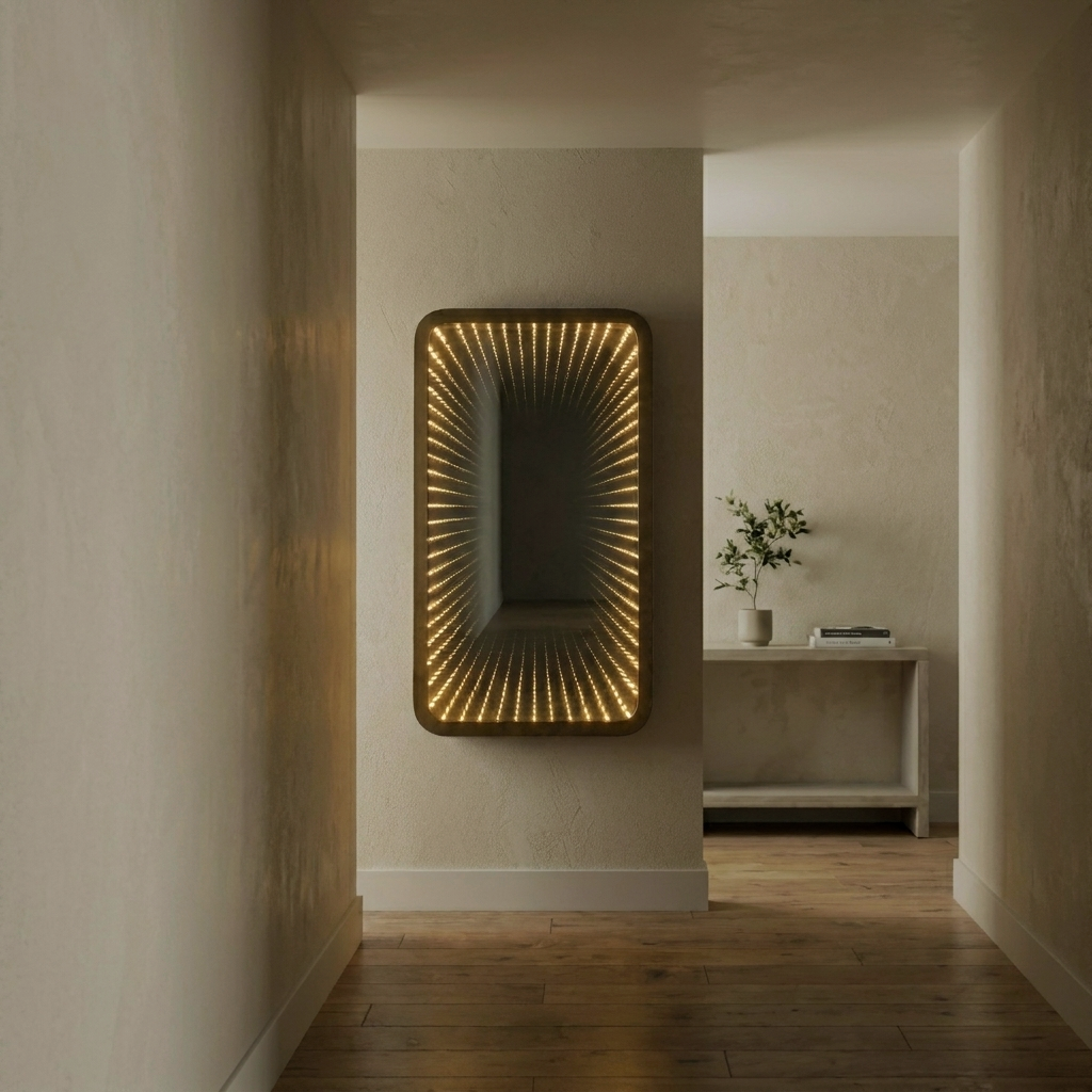 Araco Lumière Radiant Alba stainless steel mirror light, alternate view