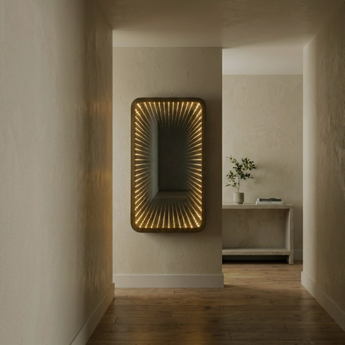 Araco Lumière Radiant Alba stainless steel mirror light, alternate view