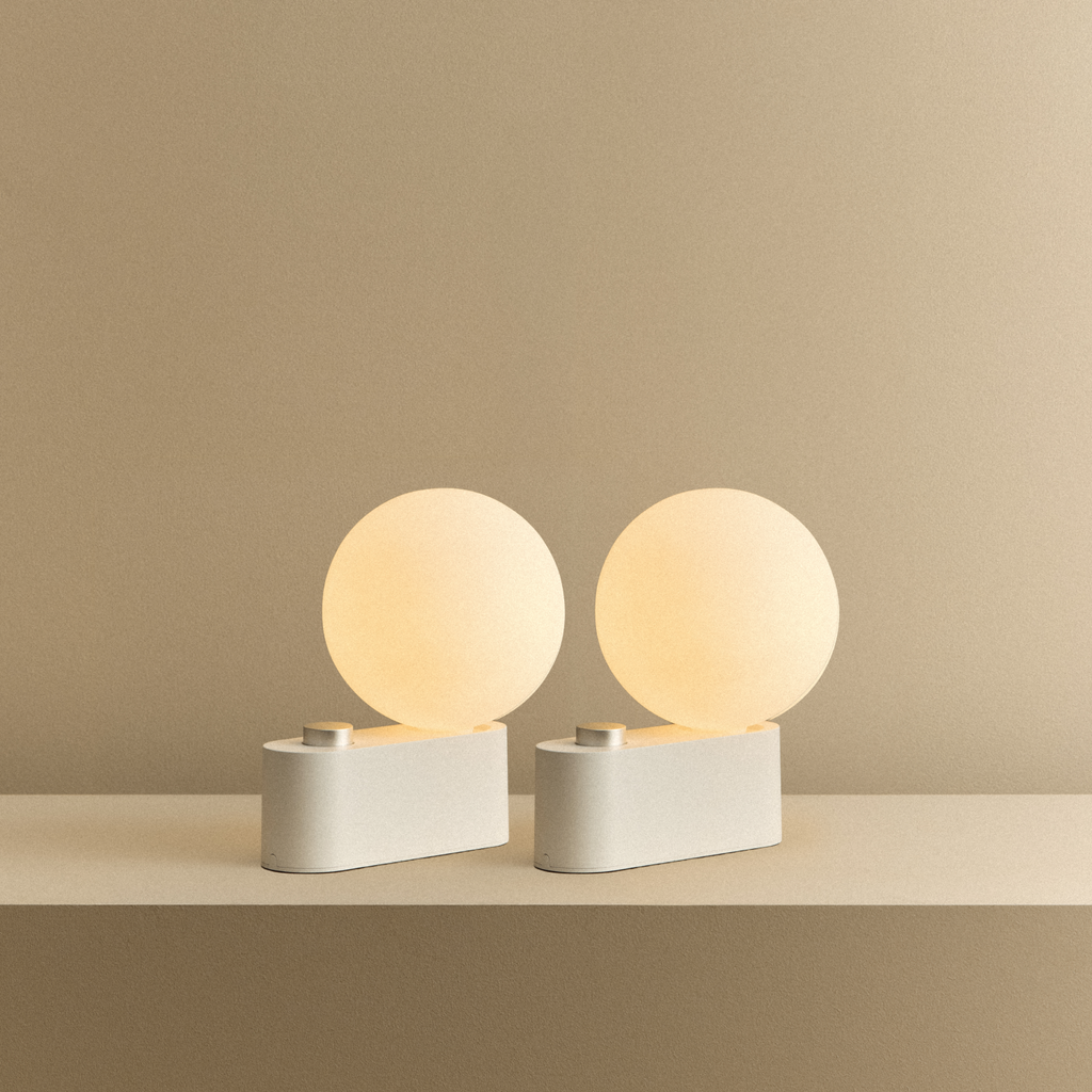 Tala Alumina Multi-Use Lamp in Chalk - Set of 2 shown illuminated