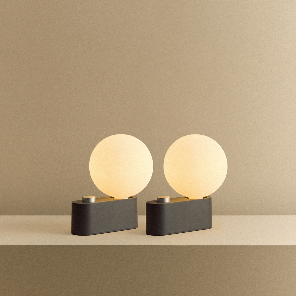 Tala Alumina Multi-Use Lamp in Charcoal - Set of 2 shown illuminated