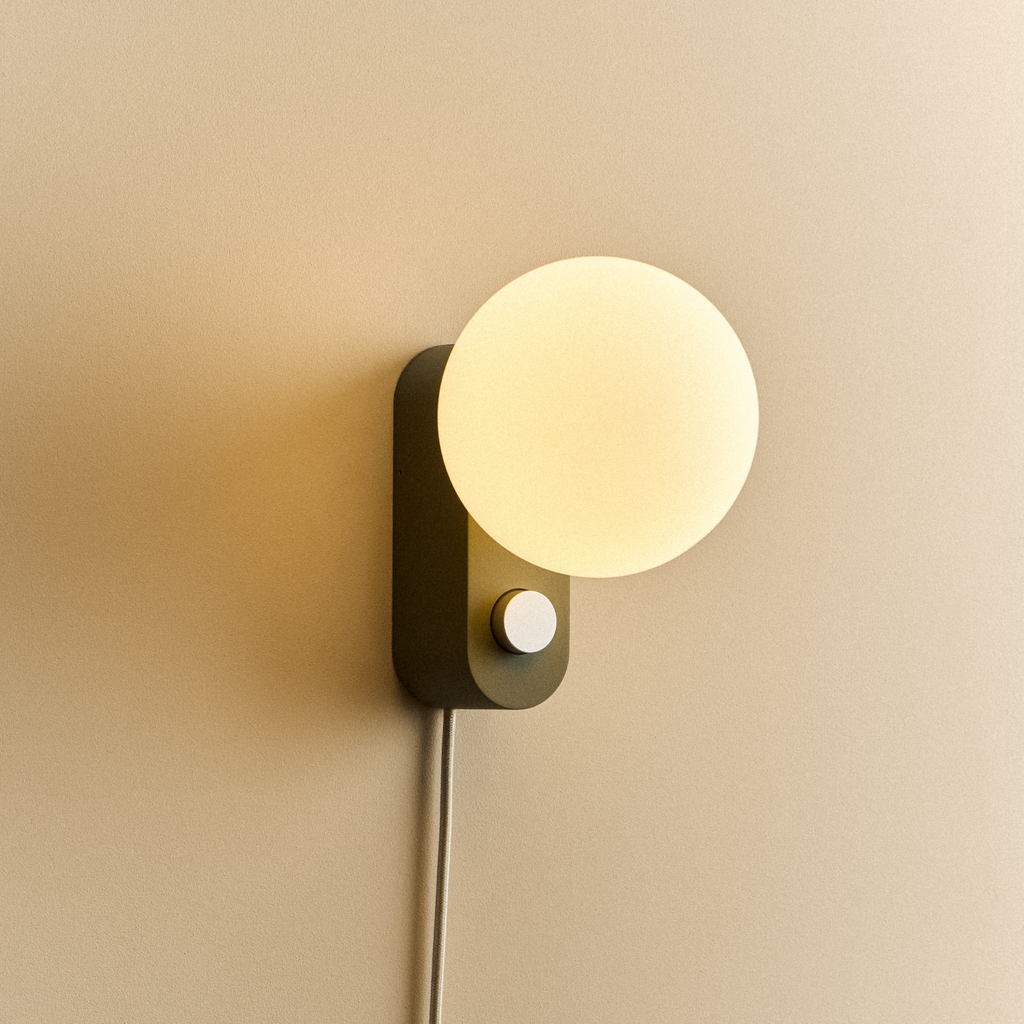 Tala Alumina Multi-Use Lamp in Sage - Set of 2 shown illuminated (view 2)