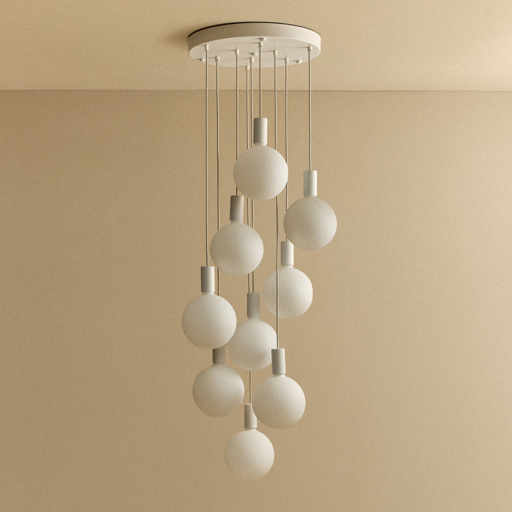 Tala Alumina Nine Pendant + Sphere V shown unlit