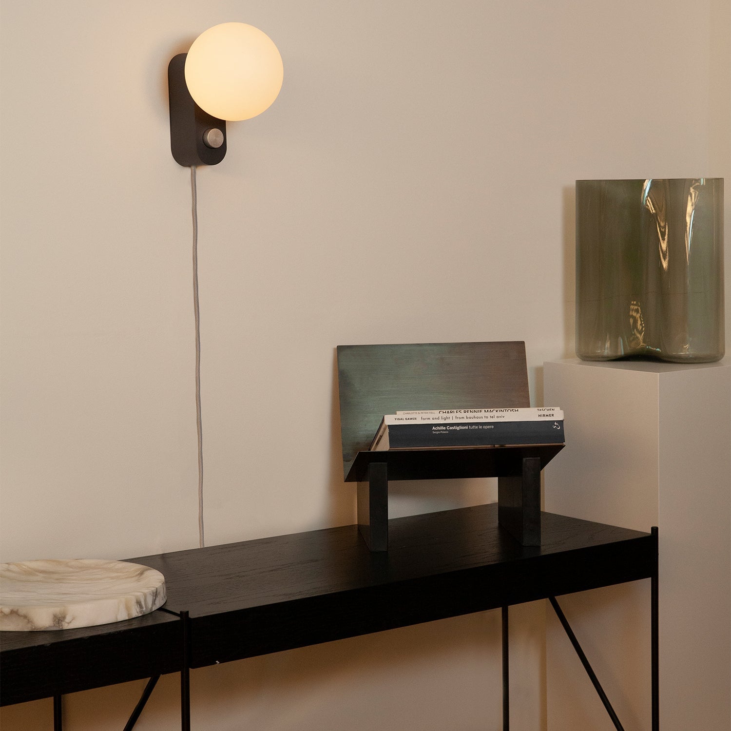 Tala Alumina Multi-Use Lamp in Charcoal shown illuminated (view 3)