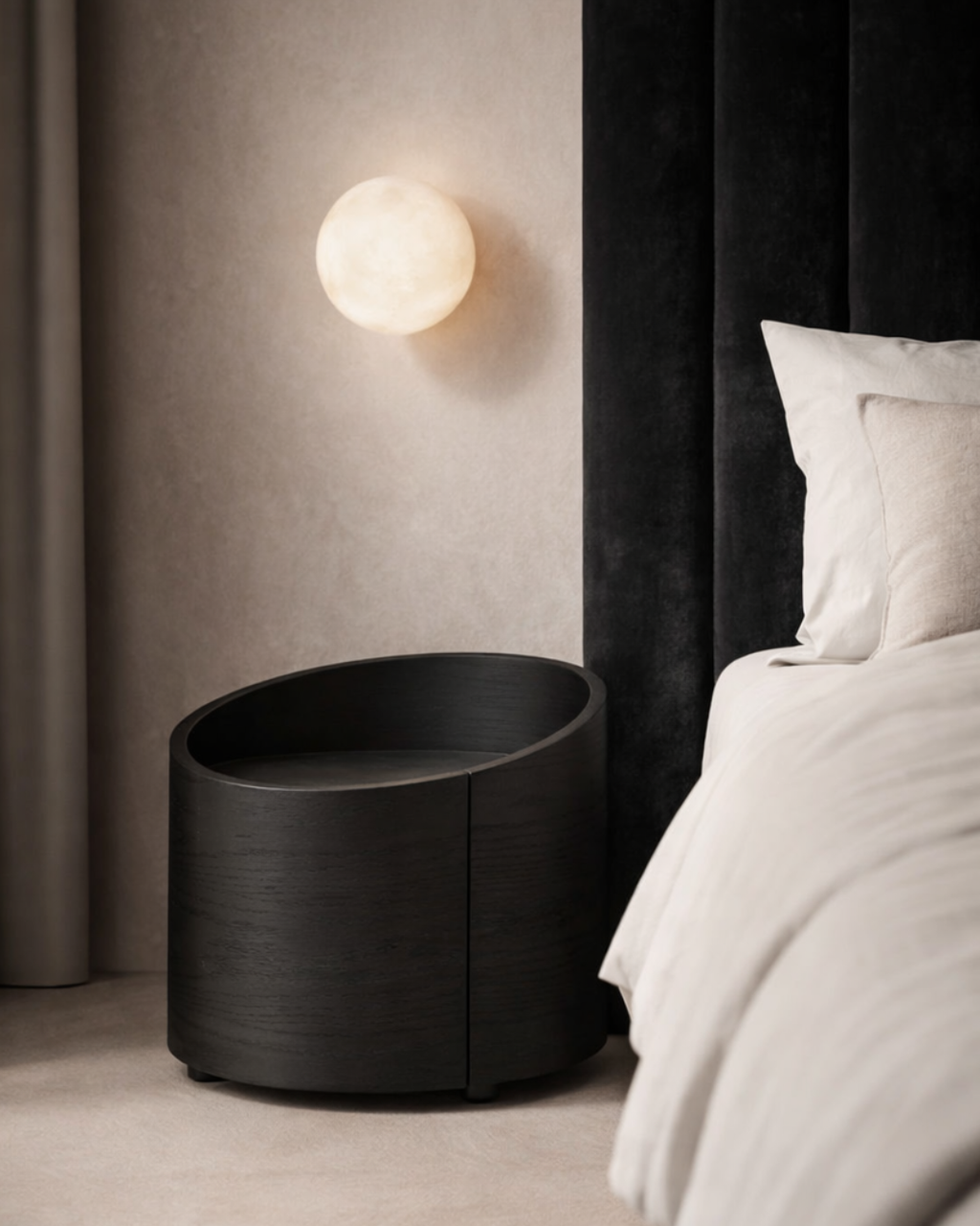 Tommy Franks Amond bedside table in smoke oak