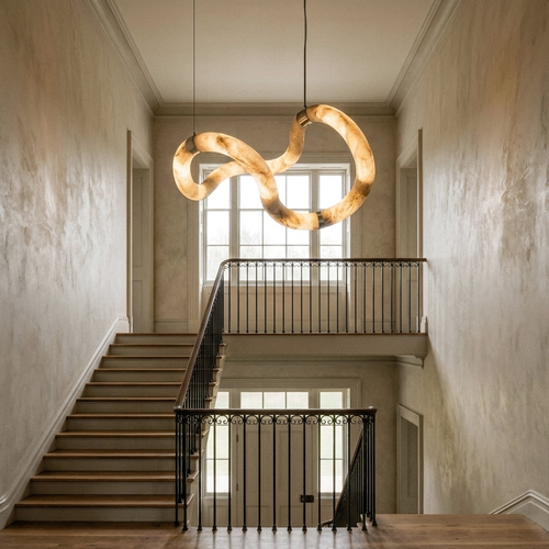 Araco Lumière Frozen Aven natural alabaster pendant light, alternate view