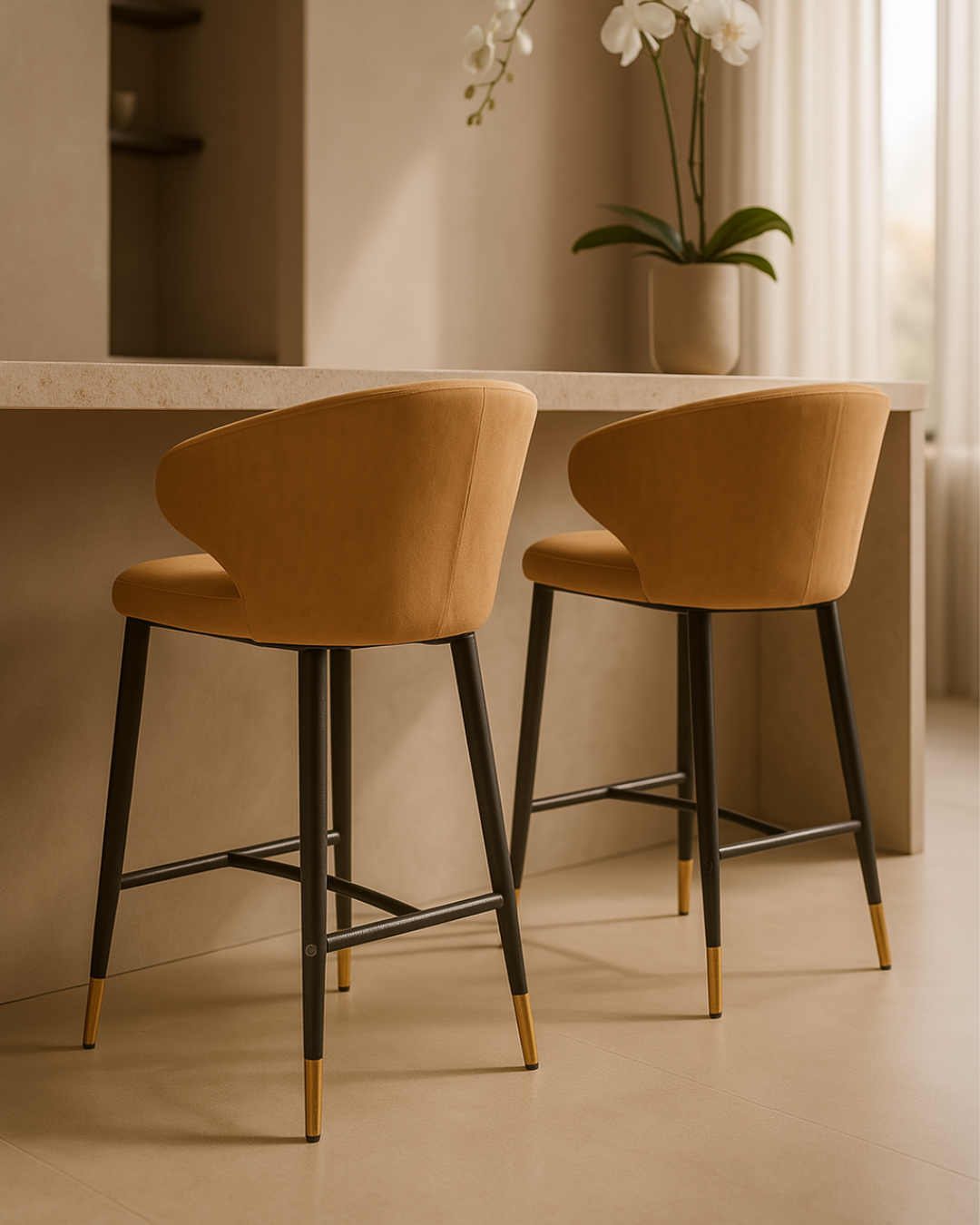 Tommy Franks Bellroy bar stool in vintage Eco Pelle honey