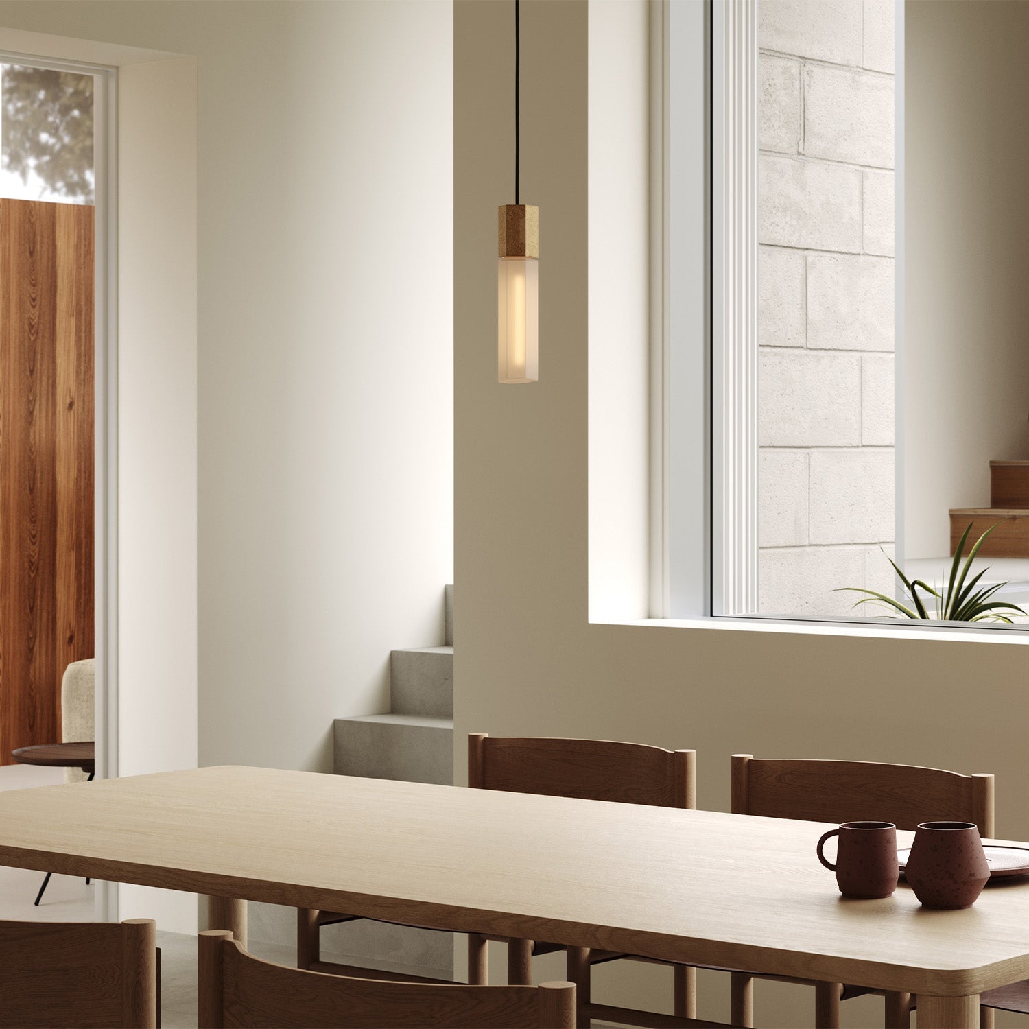 Tala Basalt Single Pendant in Brass