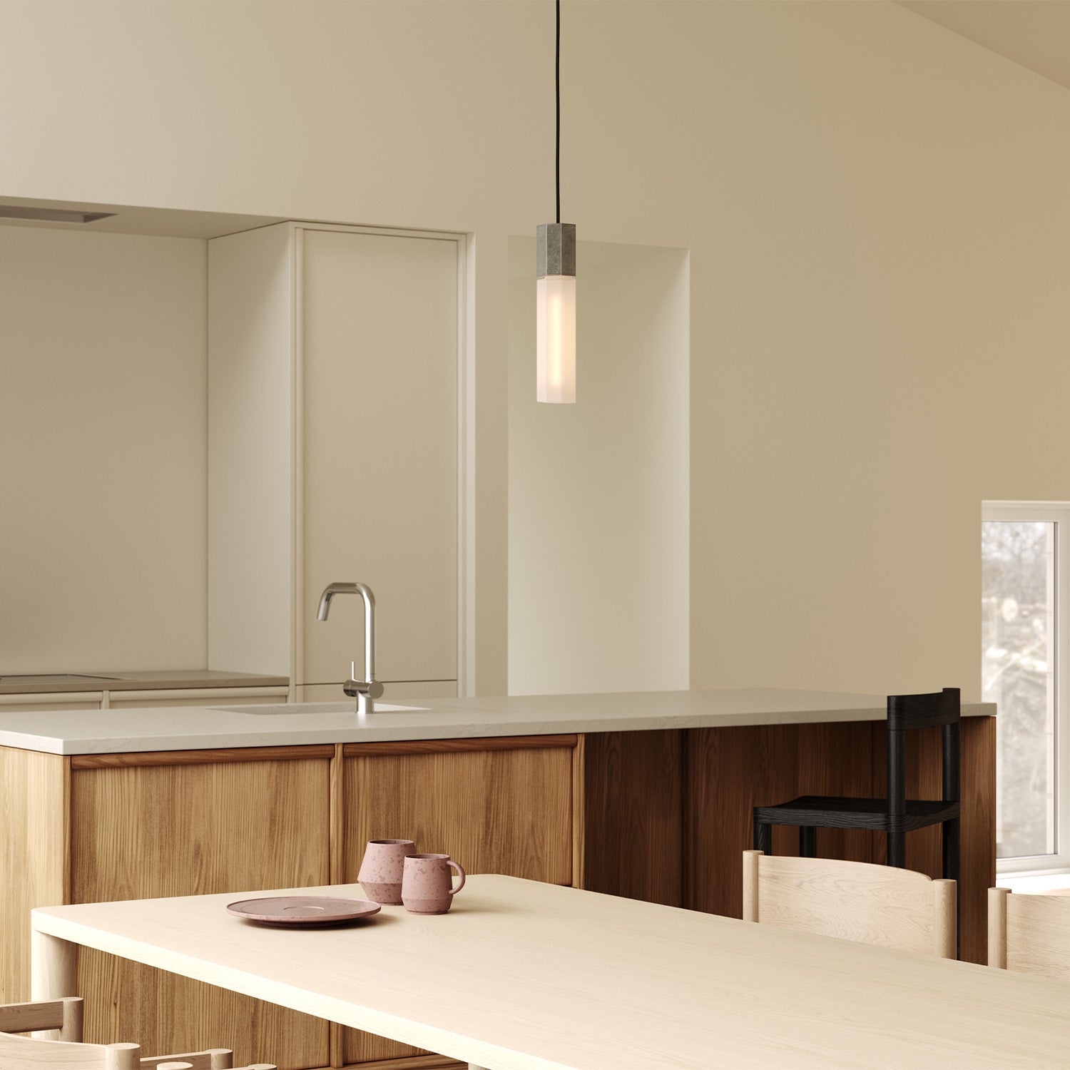 Tala Basalt Single Pendant in Stainless Steel