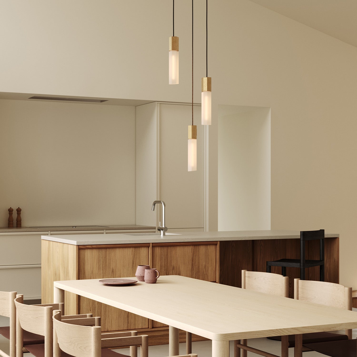 Tala Basalt Triple Pendant in Brass (view 3)